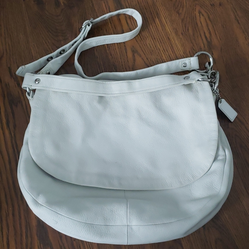 White Coach pebbled soft leather hobo bag